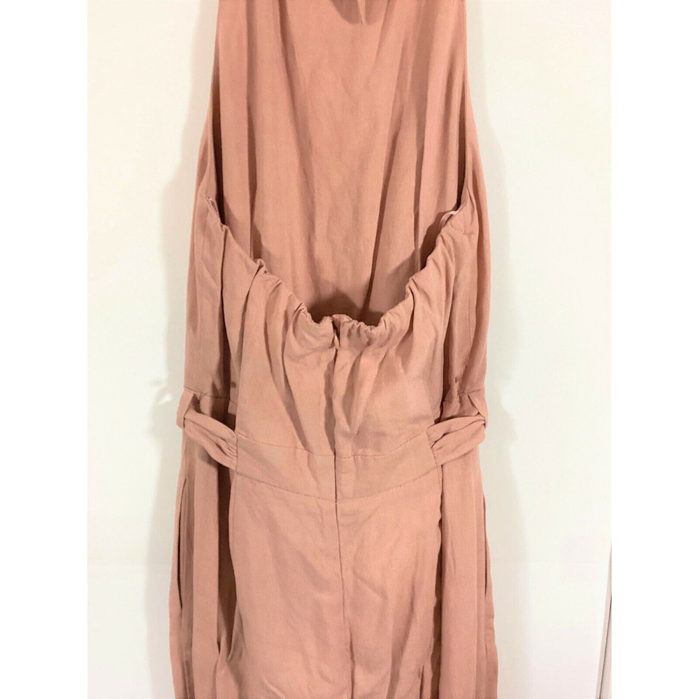 NWT Zara Dusty Pink Jumpsuit Halter Tie Belt Backless Wide Leg Size XS - Picture 7 of 8